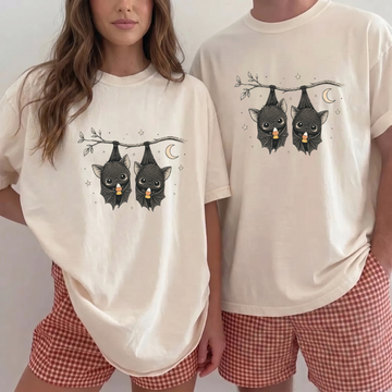 Cute Bat Halloween Shirt, Candy Corn Bat Shirt, Spooky Couple Tee, Halloween Bat Shirt, Cute Gothic Halloween, Fall Spooky Shirt