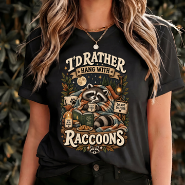 I'd Rather Hang With Raccoons Shirt, Funny Raccoon Lover Tee, Cozy Animal Gift