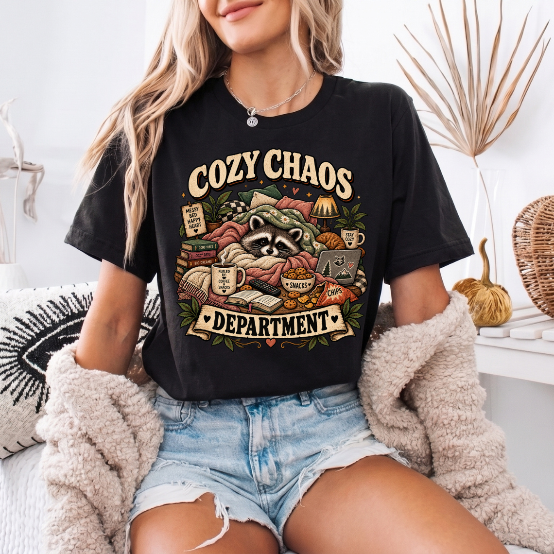 Cozy Raccoon Shirt, Cozy Chaos Department Tee, Funny Vintage Animal Gift