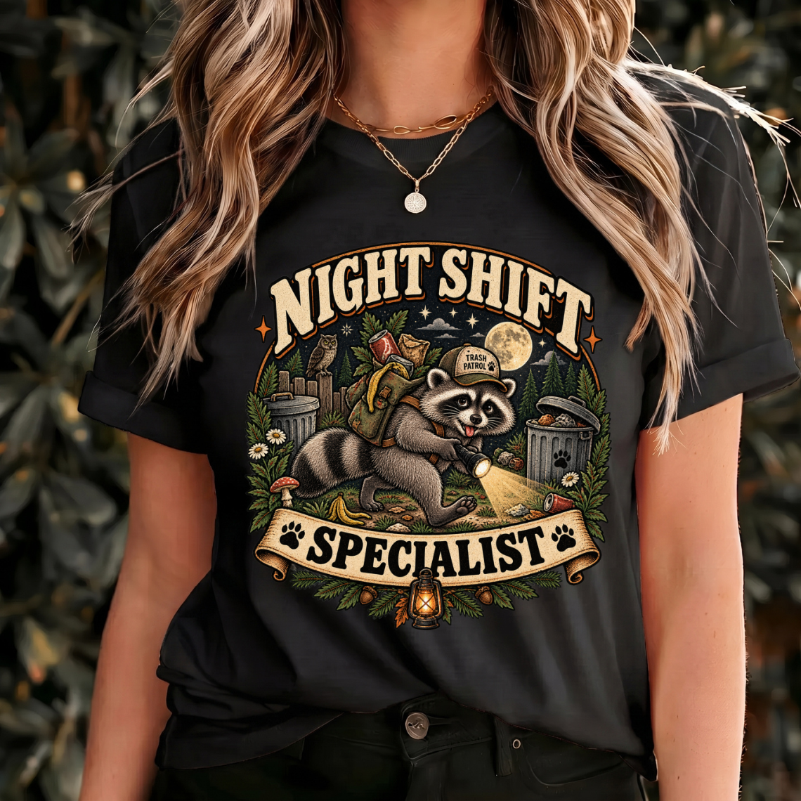 Funny Raccoon Shirt, Night Shift Specialist Tee, Vintage Wildlife Gift