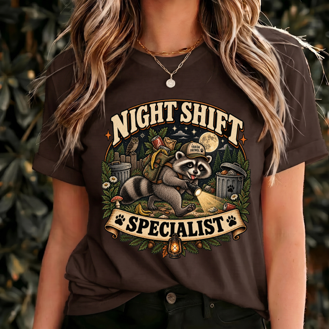 Funny Raccoon Shirt, Night Shift Specialist Tee, Vintage Wildlife Gift
