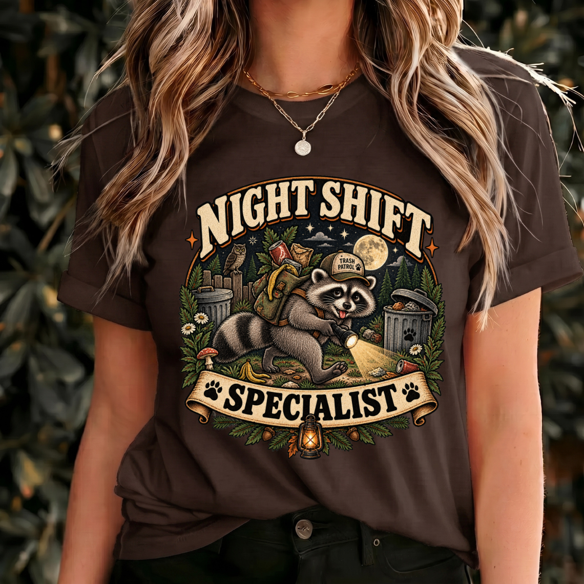 Funny Raccoon Shirt, Night Shift Specialist Tee, Vintage Wildlife Gift