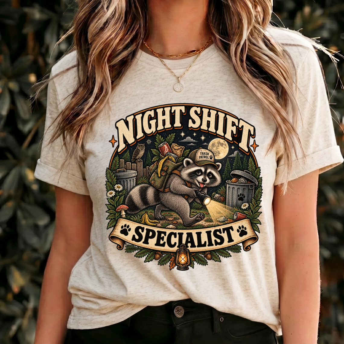 Funny Raccoon Shirt, Night Shift Specialist Tee, Vintage Wildlife Gift
