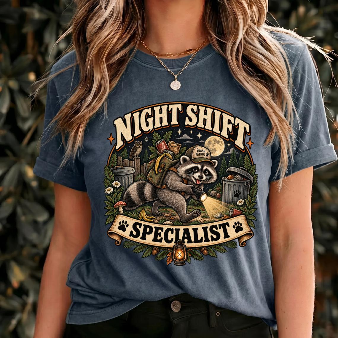 Funny Raccoon Shirt, Night Shift Specialist Tee, Vintage Wildlife Gift
