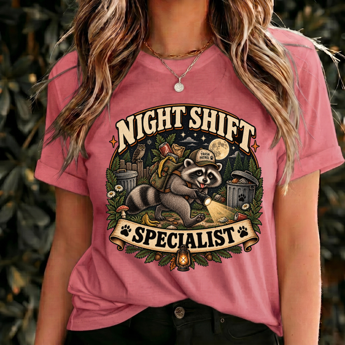 Funny Raccoon Shirt, Night Shift Specialist Tee, Vintage Wildlife Gift