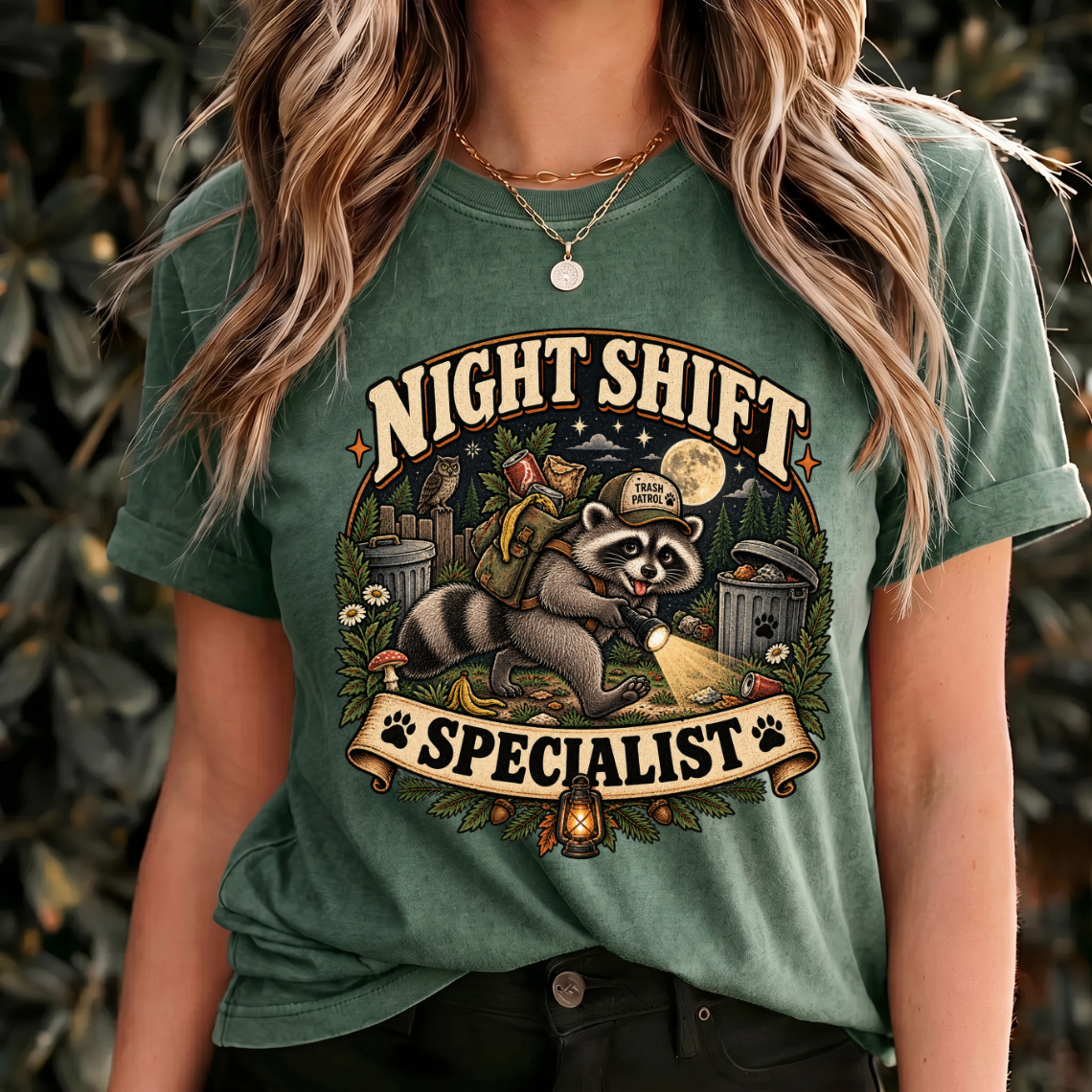 Funny Raccoon Shirt, Night Shift Specialist Tee, Vintage Wildlife Gift