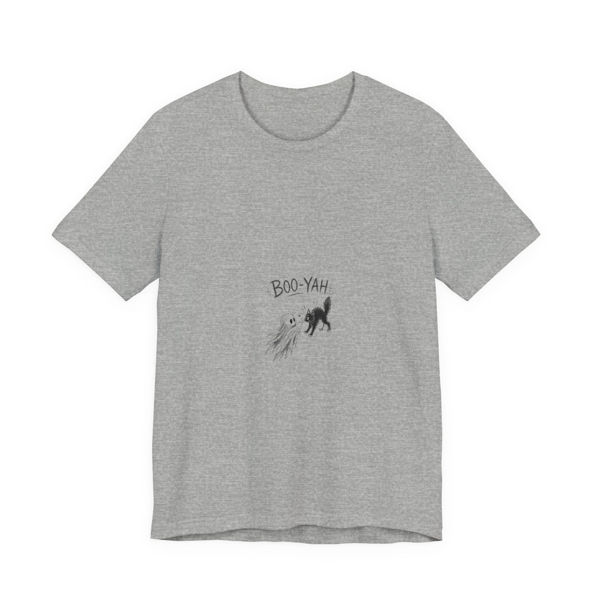 Cat Blast T‑Shirt — "BOO-YAH" Funny Cat Rocket Graphic Tee