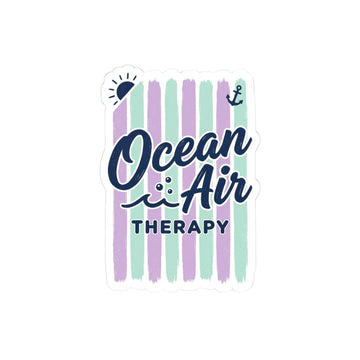 Ocean Air Therapy Kiss-Cut Sticker | Cruise Vacation, Nautical Stripes