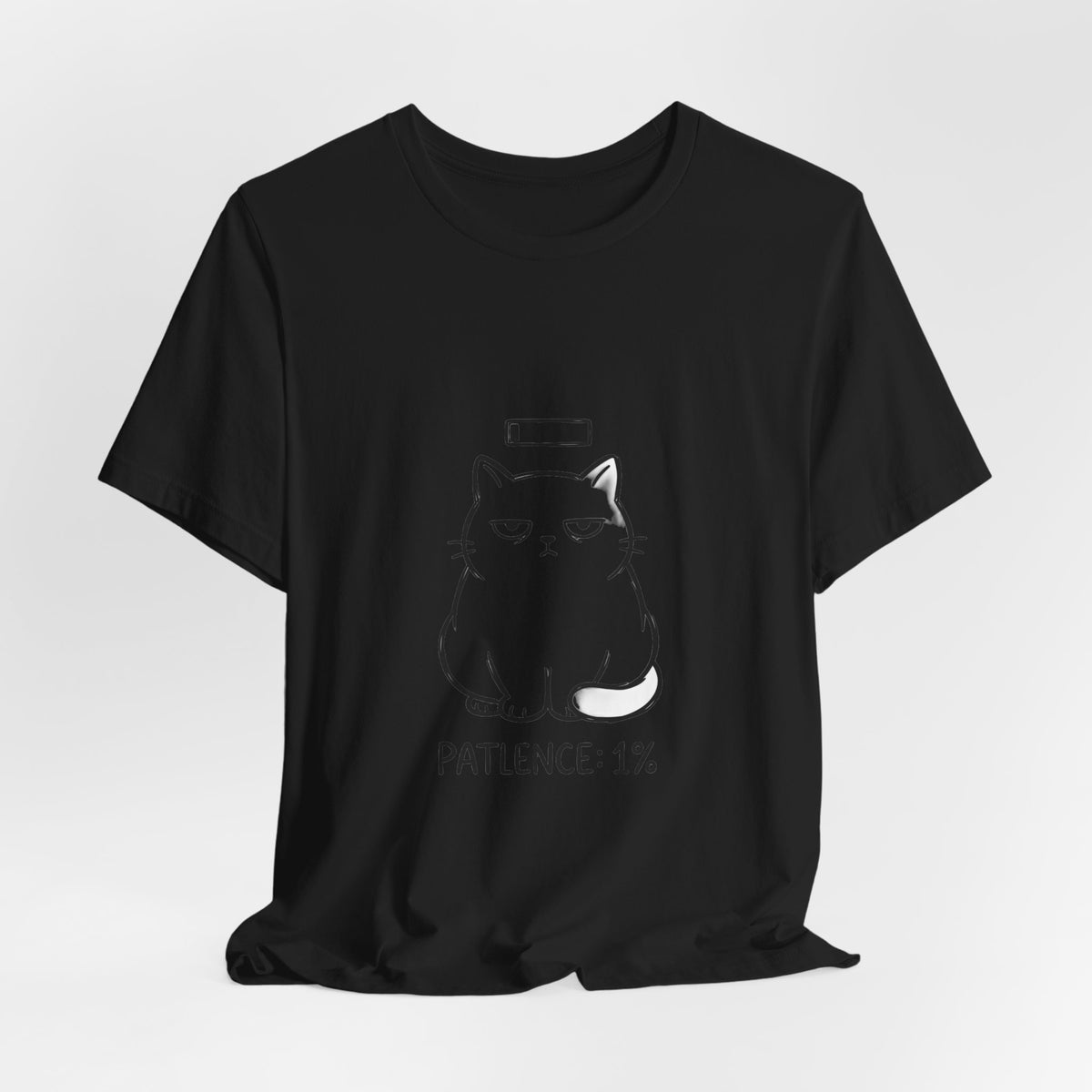 Patience 1% Cat Tee | Grumpy Humor, Minimal Cat Illustration