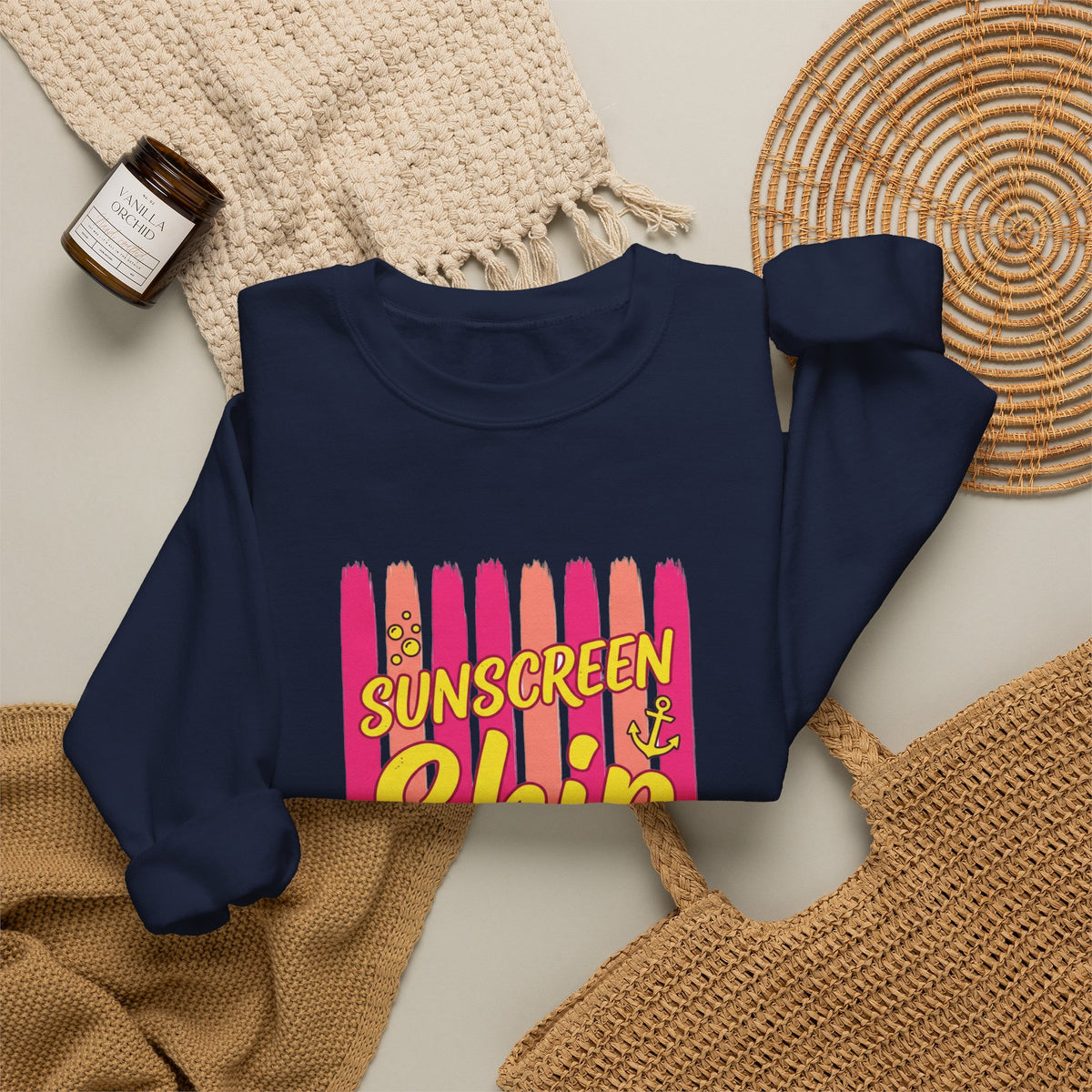 Sunscreen Ship Repeat Sweatshirt | Cruise Vacation, Nautical Tropical
