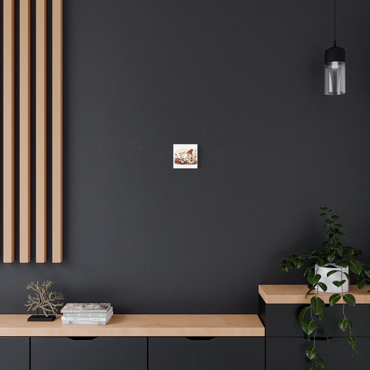 Playing Boo Canvas Wall Art — Cute Halloween Ghost & Possum Matte Stretched Print