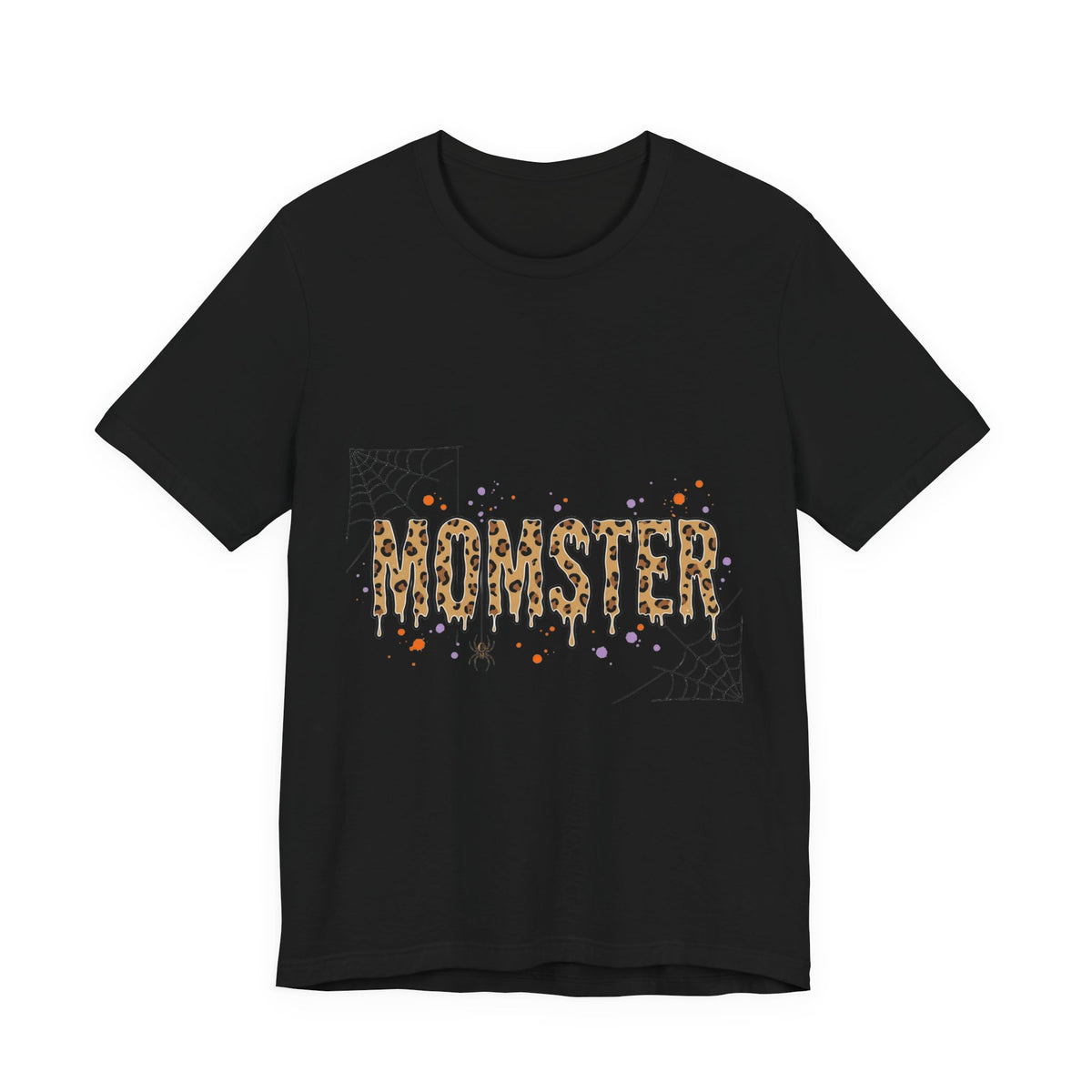 Momster Leopard Lettering T-Shirt | Halloween Mom tee, Spiderweb Bat Graphic