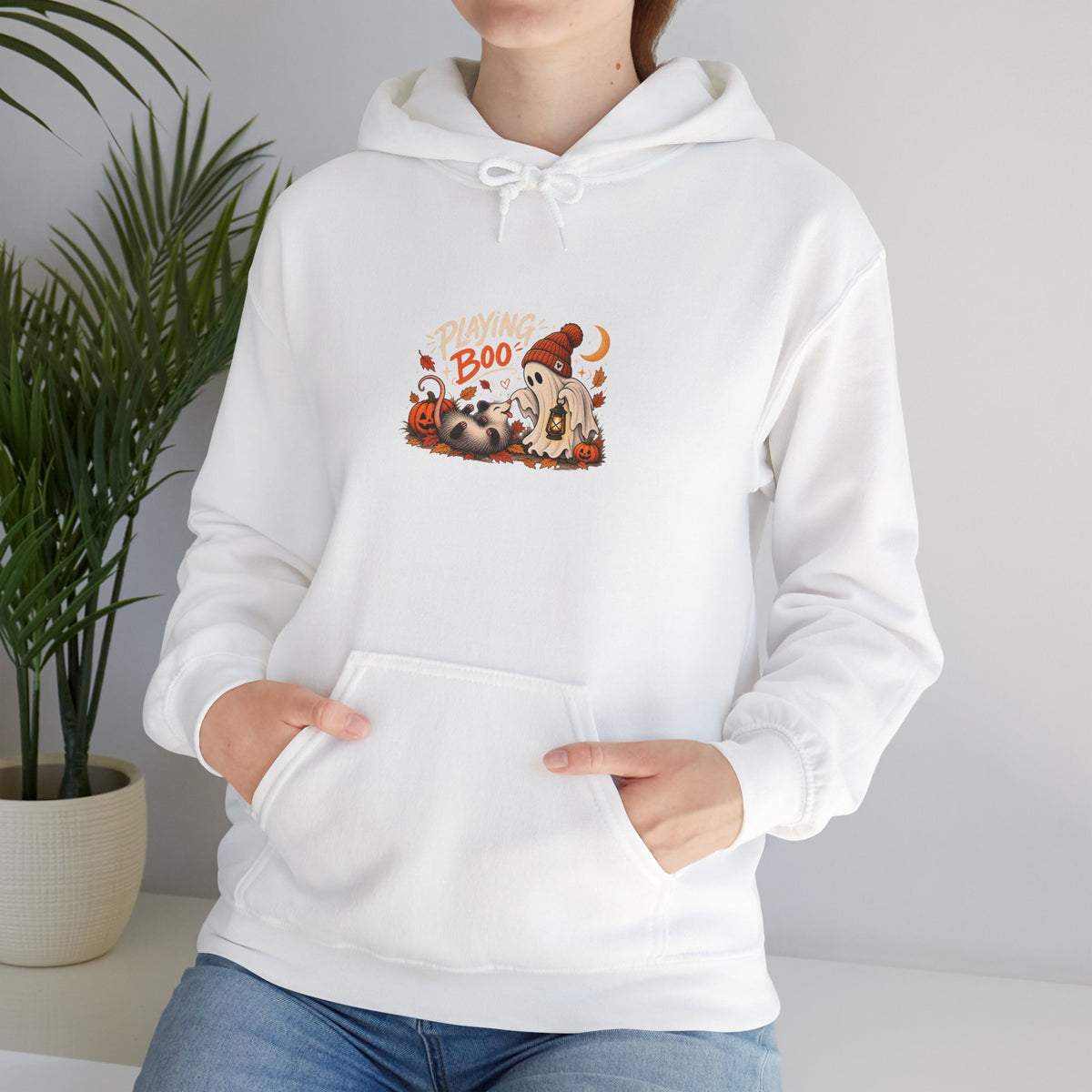 Halloween Cat "Boo" Hoodie - Cute Pumpkin & Black Cat Fall Sweatshirt