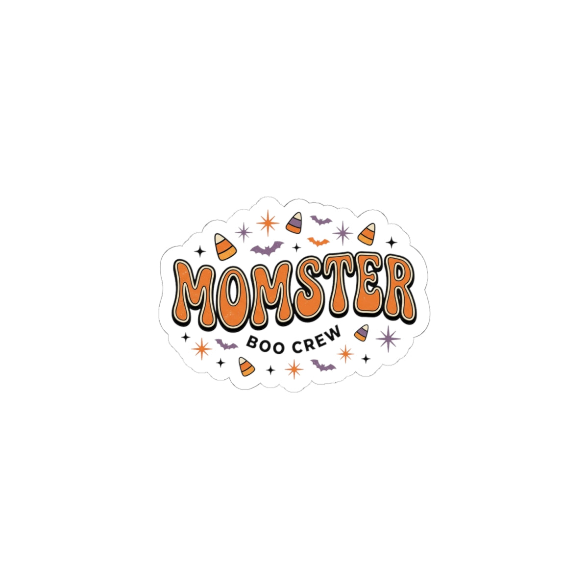 Momster Boo Crew Kiss-Cut Sticker | Halloween Mom, Cute Gothic Pumpkin Colors