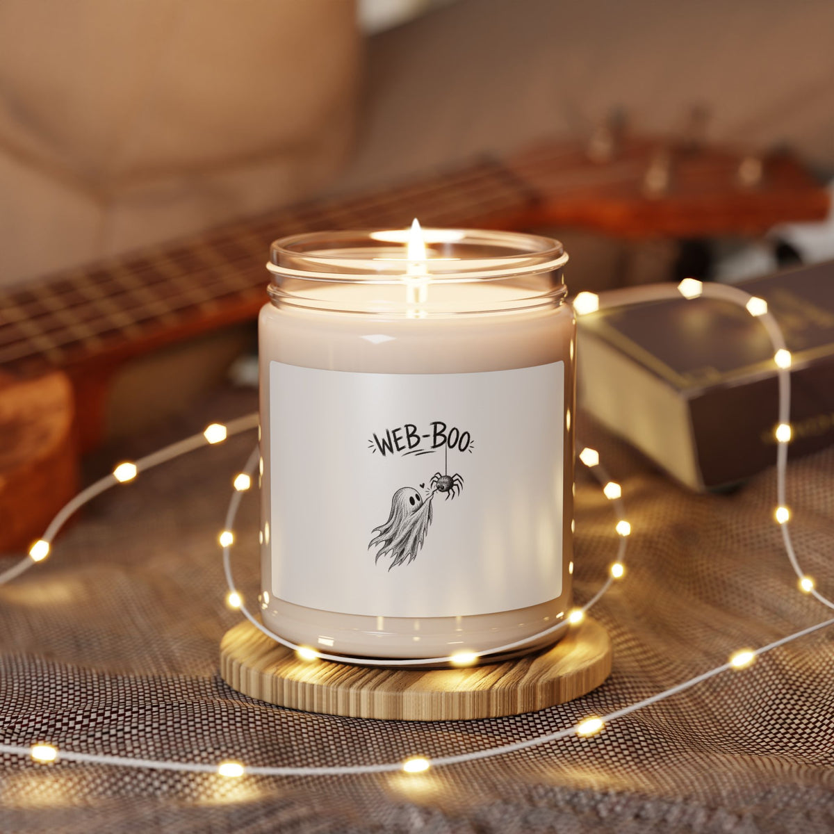 Web-Boo Ghost Candle — 9 oz Scented Soy Candle (Halloween, Cute Spooky Decor)