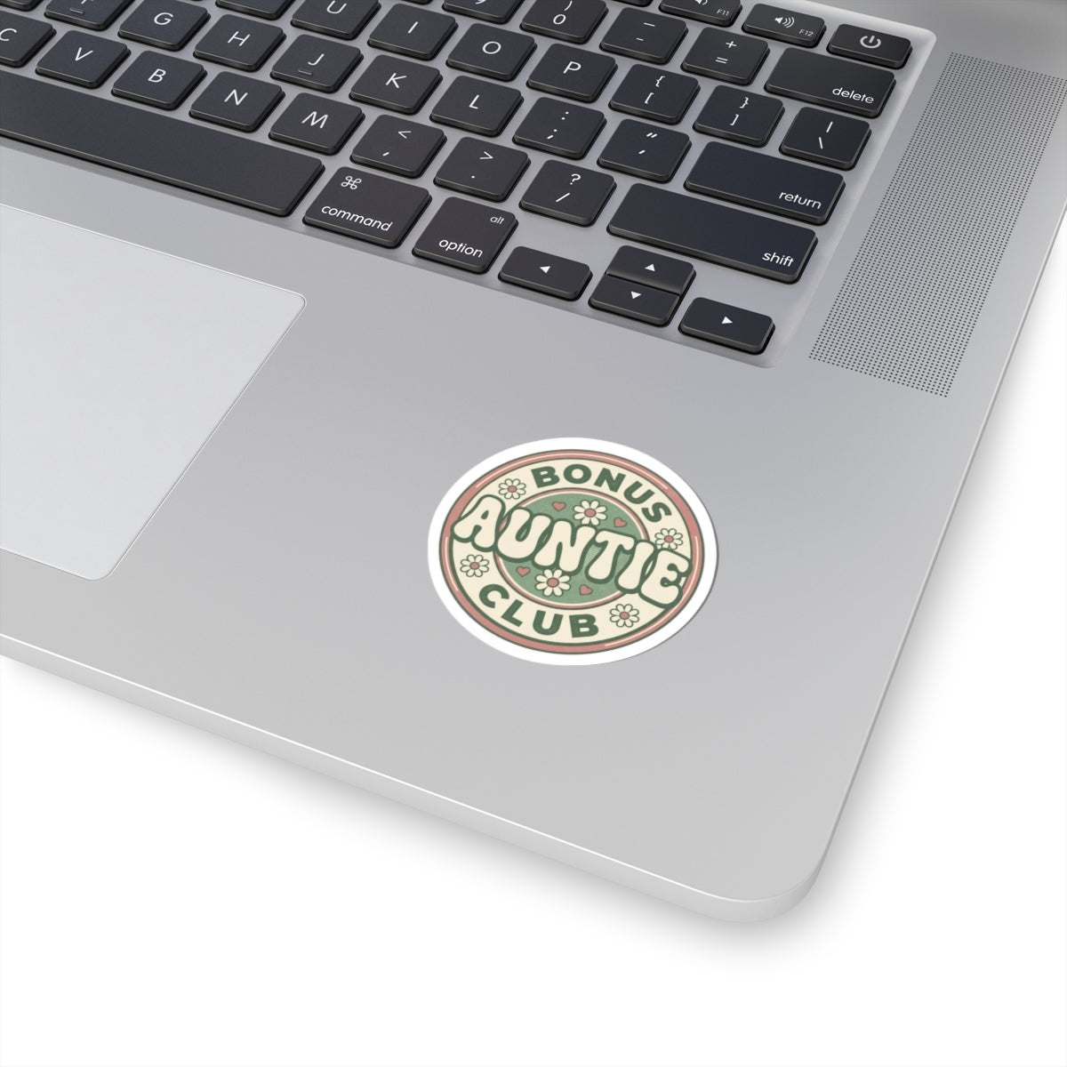 Bonus Auntie Club Sticker | Retro Floral Kiss-Cut Auntie Decal
