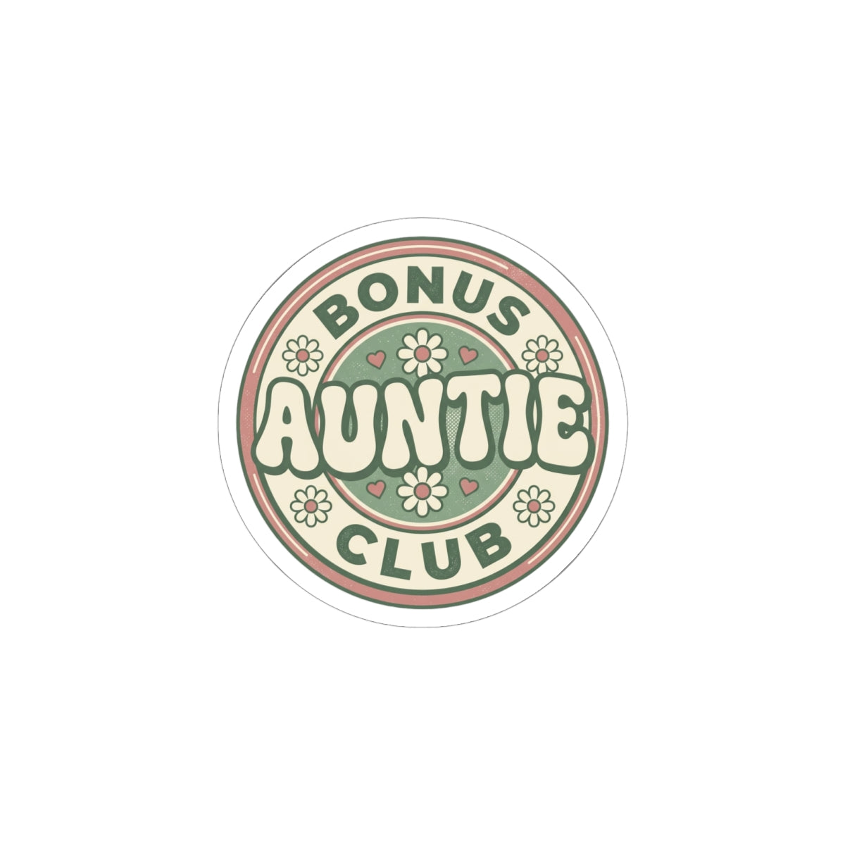 Bonus Auntie Club Sticker | Retro Floral Kiss-Cut Auntie Decal