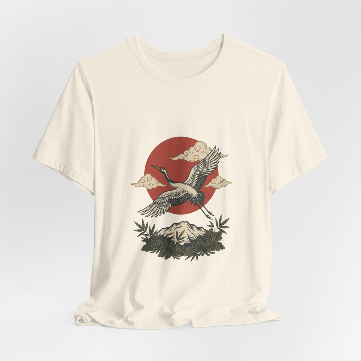 Crane Sunrise Traditional Tattoo Tee | Vintage Flash, Limited Palette