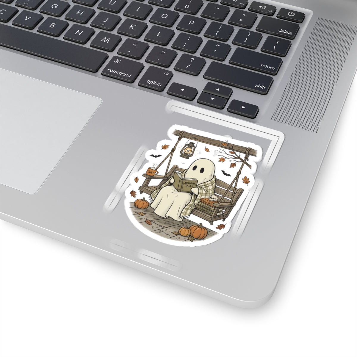 Ghost Reading on Porch Sticker | Spooky Reader, Halloween Bookish