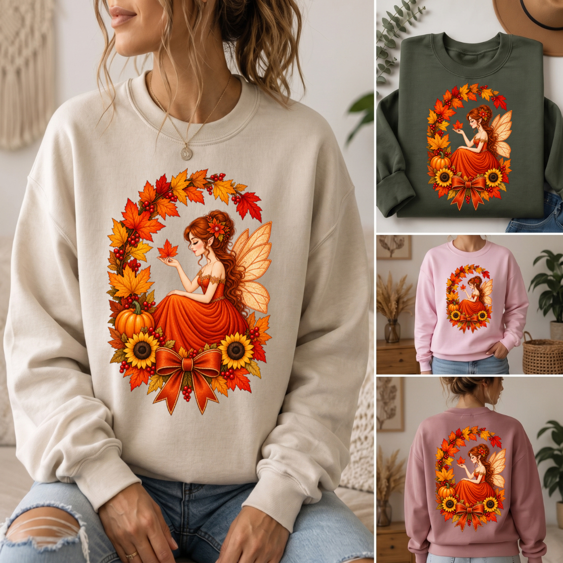Autumn Fairy Wreath Embroidery Design