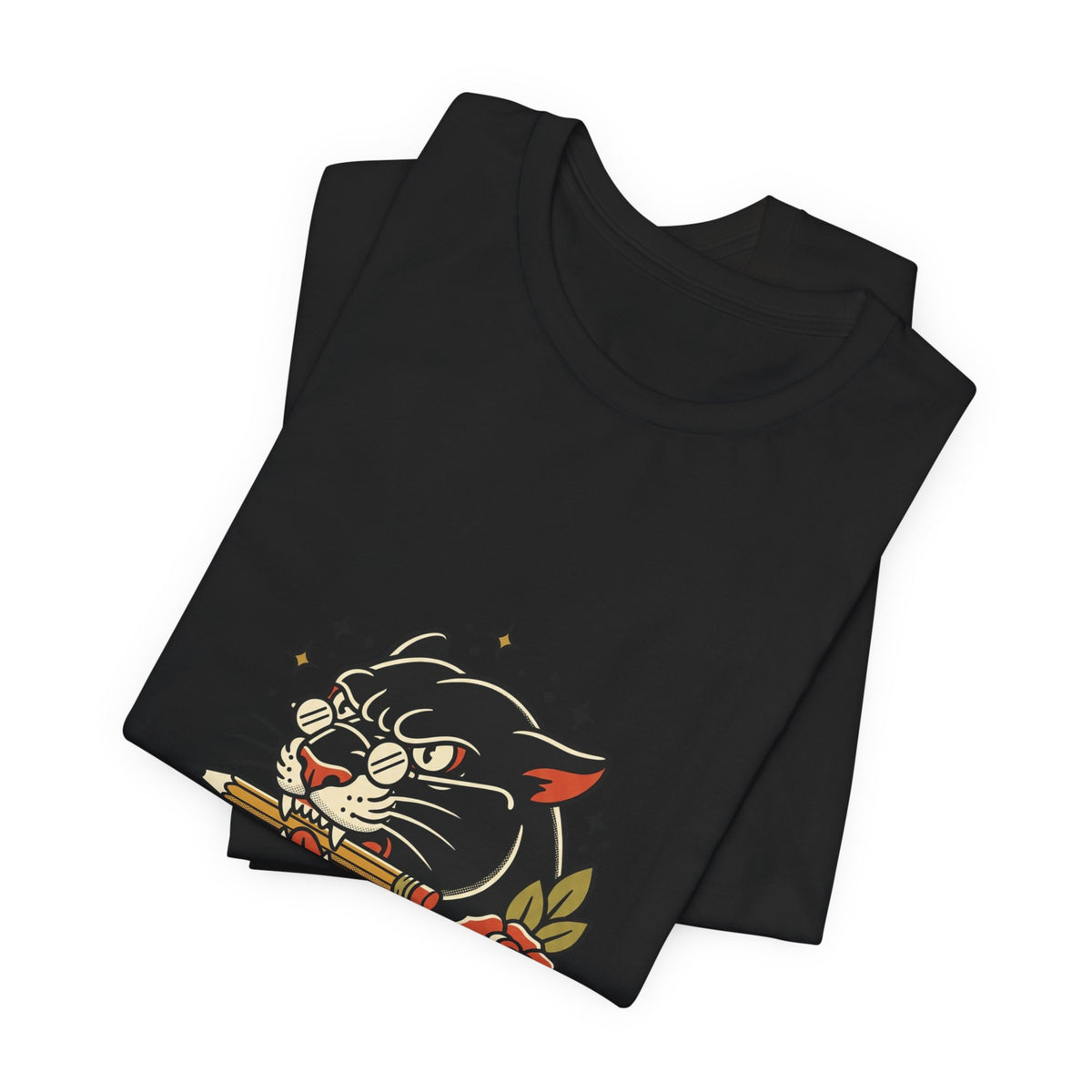 Teacher Life Tee | Traditional Tattoo Panther, Banner & Roses