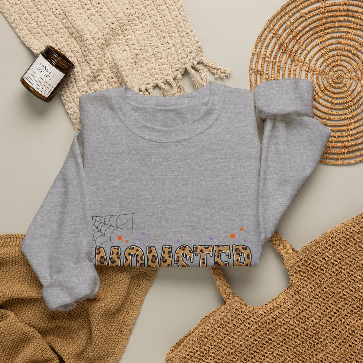 Momster Halloween Sweatshirt | Spiderweb, Dripping Lettering, Bat Accent