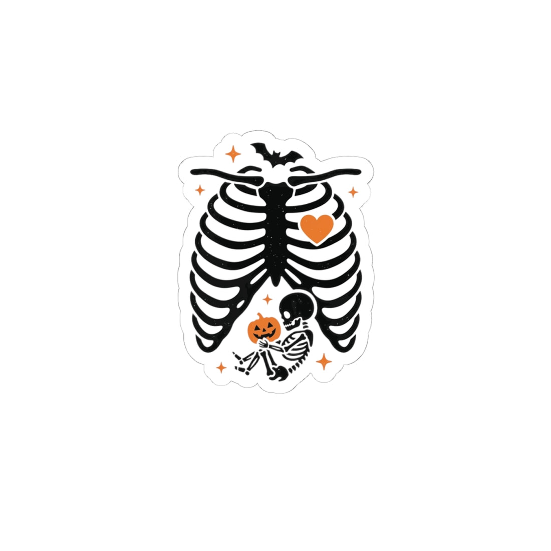Pregnancy Skeleton Rib Cage Sticker | Halloween Family Matching, Spooky Maternity