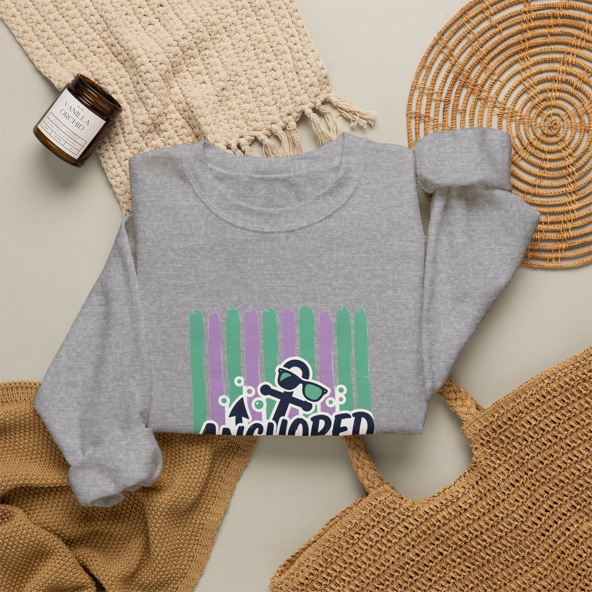 Anchored and Unbothered Sweatshirt | Cruise Vacation, Nautical Graphic