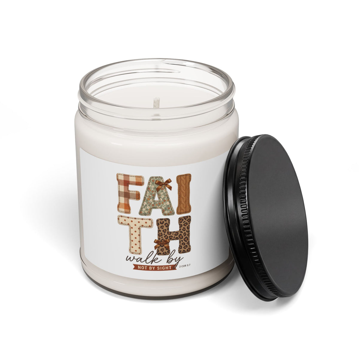 Faith Fall Typography Candle | Christian Autumn, Scripture Décor