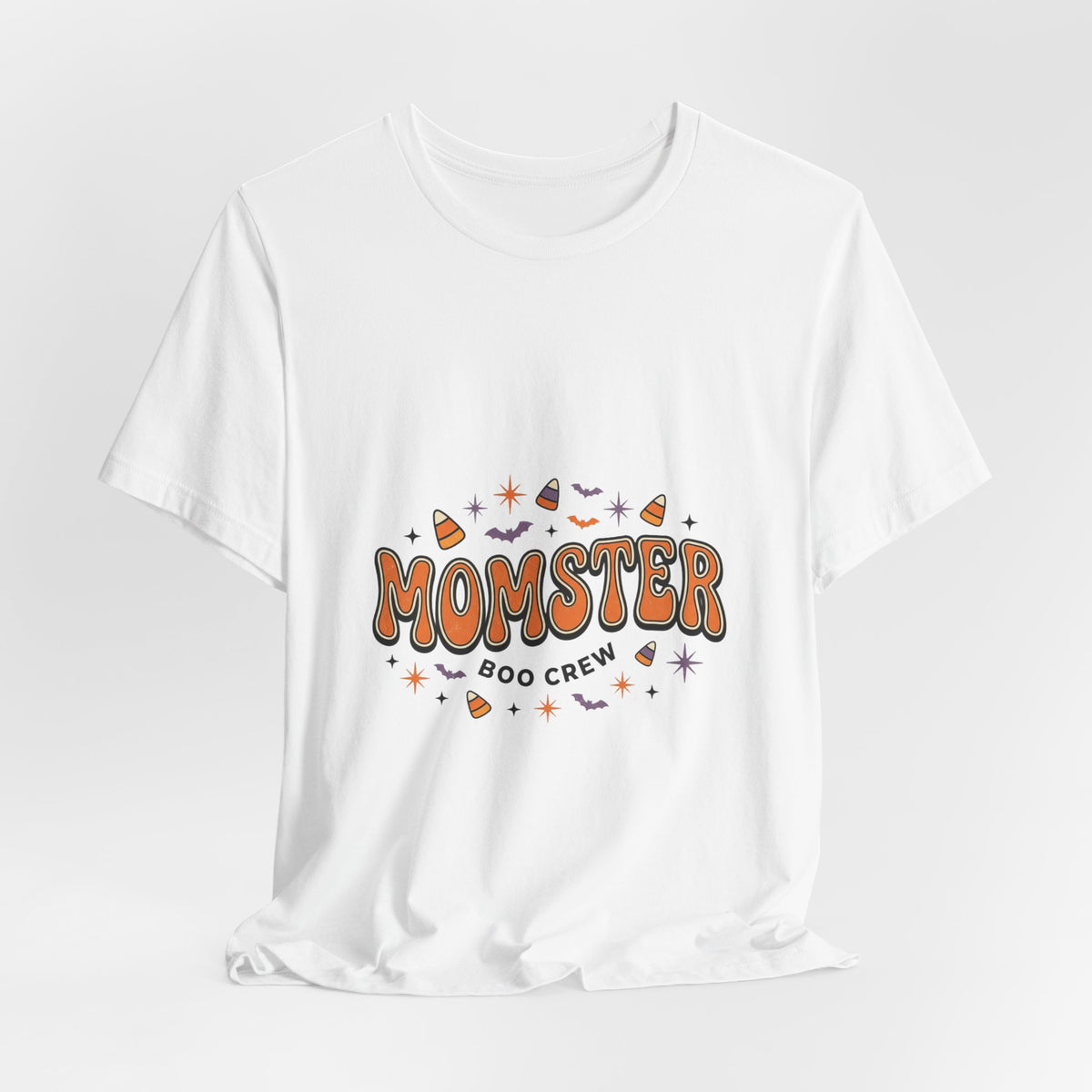 Momster Boo Crew T‑Shirt | Halloween Mom tee, bats & spooky lettering