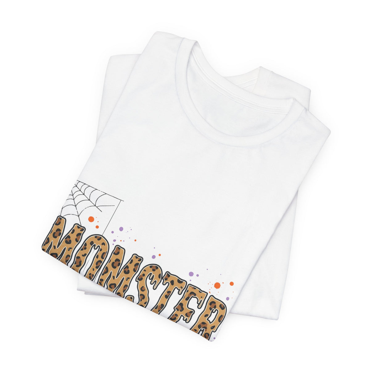 Momster Leopard Lettering T-Shirt | Halloween Mom tee, Spiderweb Bat Graphic