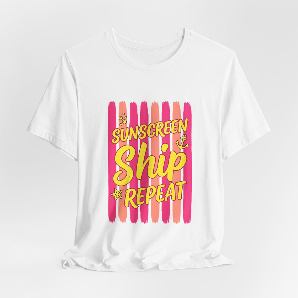 Sunscreen Ship Repeat Tee | Cruise Vacation Shirt, Nautical Tropical