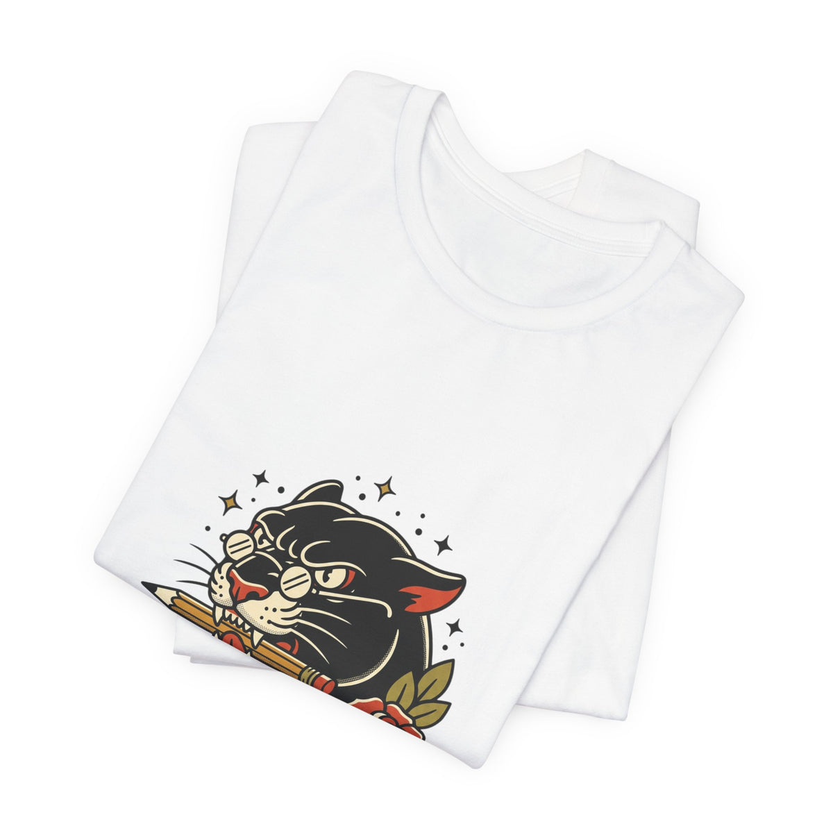 Teacher Life Tee | Traditional Tattoo Panther, Banner & Roses