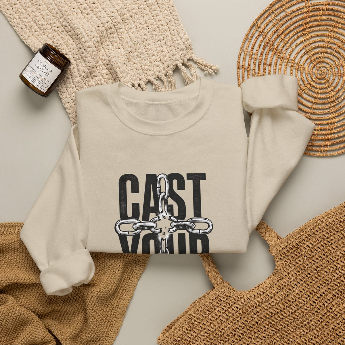 Cast Your Cares Sweatshirt | Christian Streetwear, Scripture Graphic