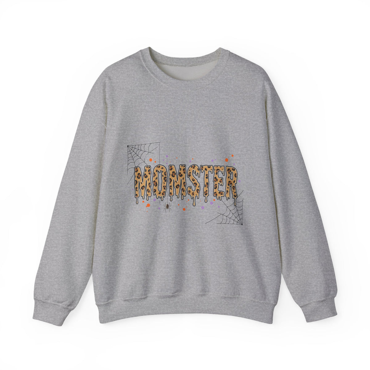 Momster Halloween Sweatshirt | Spiderweb, Dripping Lettering, Bat Accent