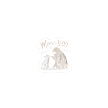 Meow-Boo Cat & Ghost Sticker — Cute Halloween Kiss-Cut Sticker
