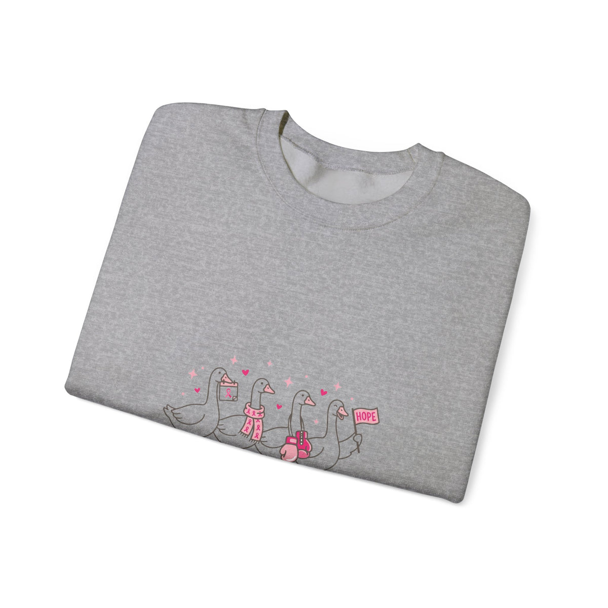 breast cancer awareness ducks crewneck sweatshirt | pink ribbon solidarity