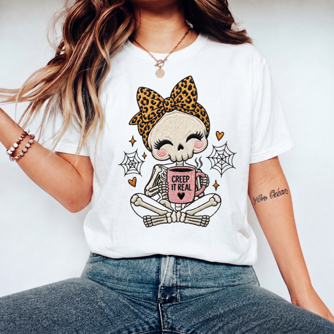 Skeleton Girl Halloween Mug Embroidery Design