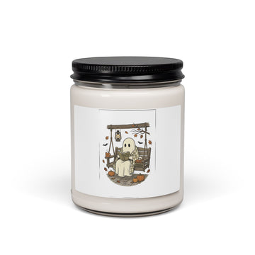 Ghost Reading Candle Jar, Spooky Reader Halloween Soy Candle
