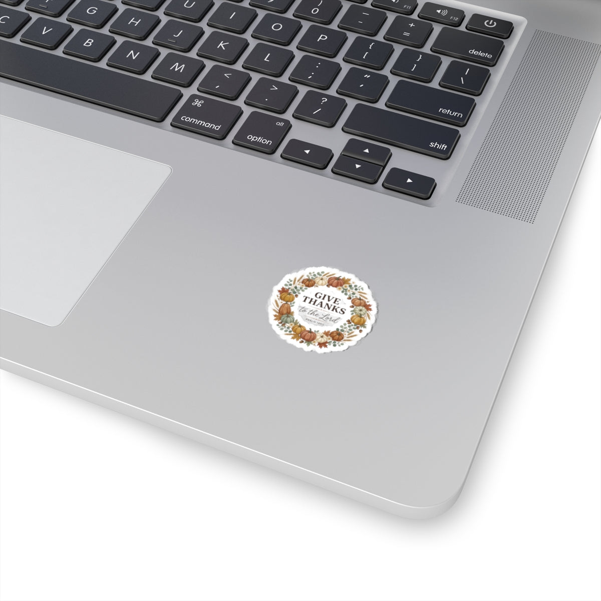 Give Thanks to the Lord Pumpkin Wreath Kiss-Cut Stickers | Christian Autumn, Psalm