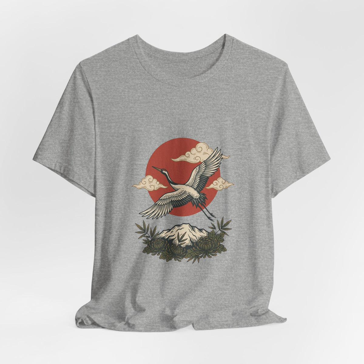 Crane Sunrise Traditional Tattoo Tee | Vintage Flash, Limited Palette