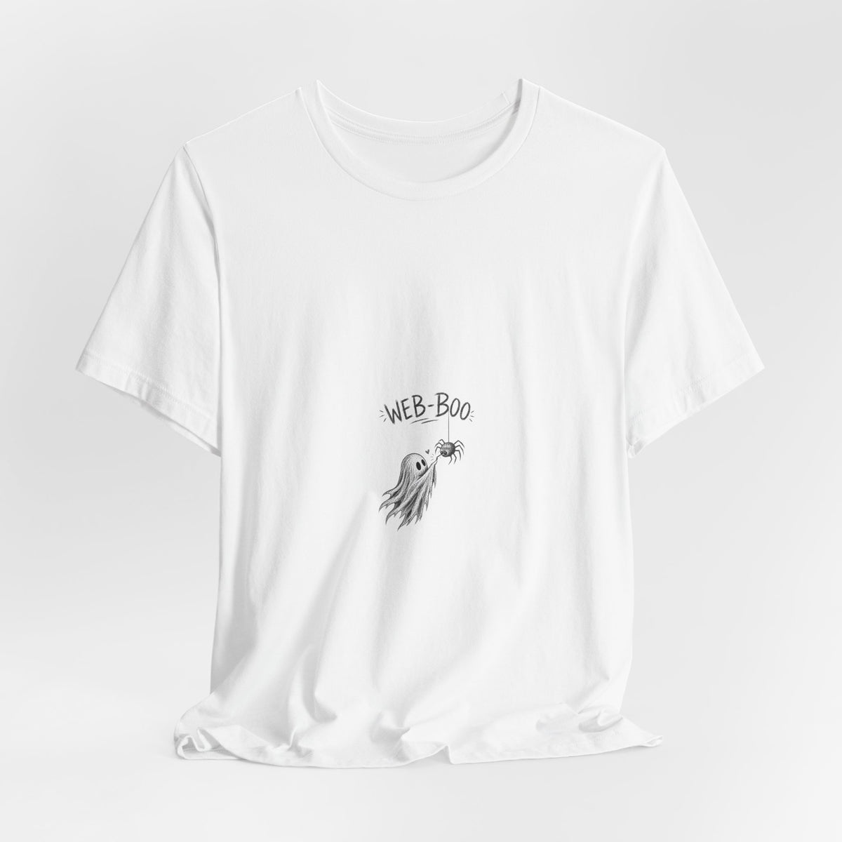Web-Boo Ghost Tee — Cute Minimal Halloween Graphic T-Shirt