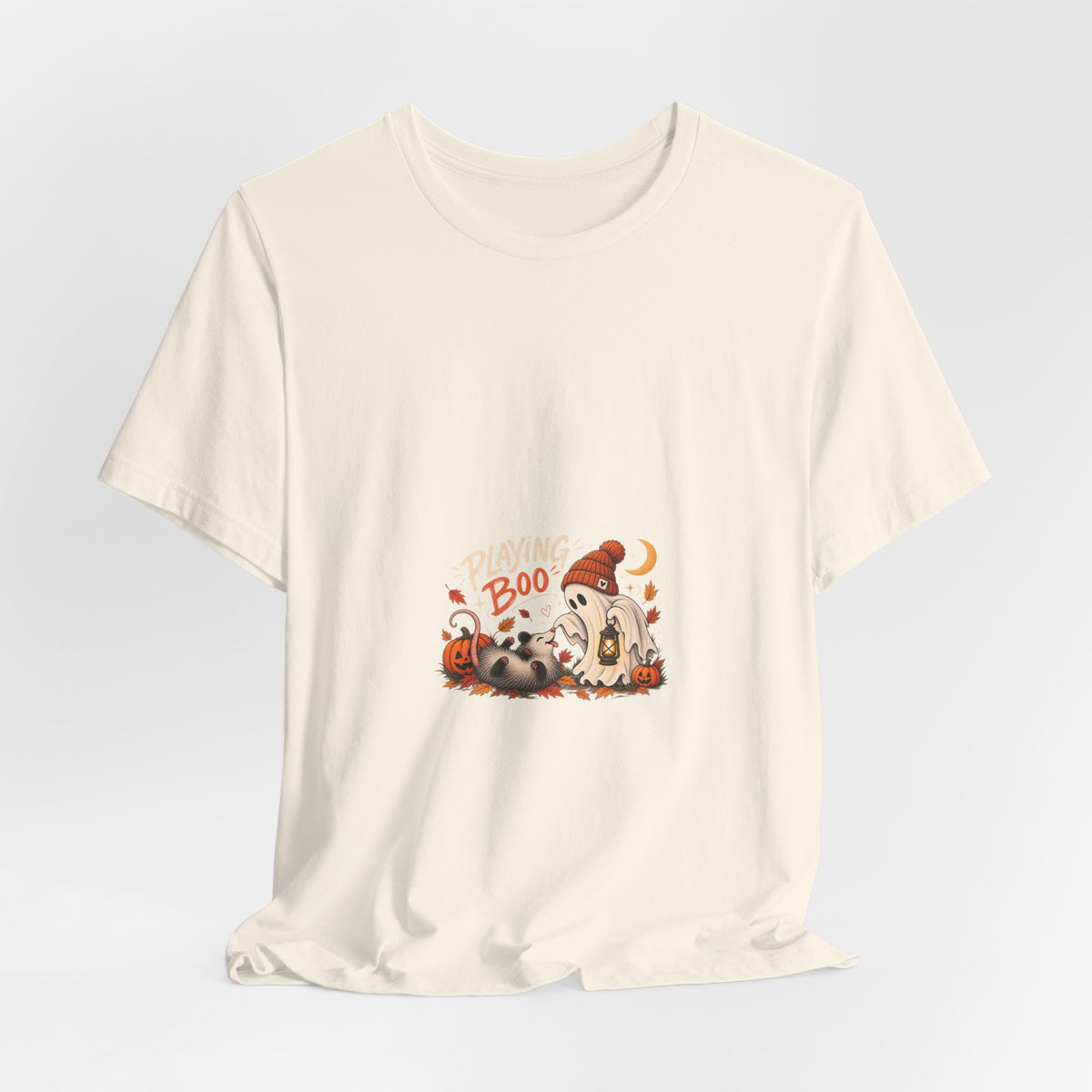 Halloween Raccoon & Ghost Tee - Playfully Boo Pumpkin Shirt