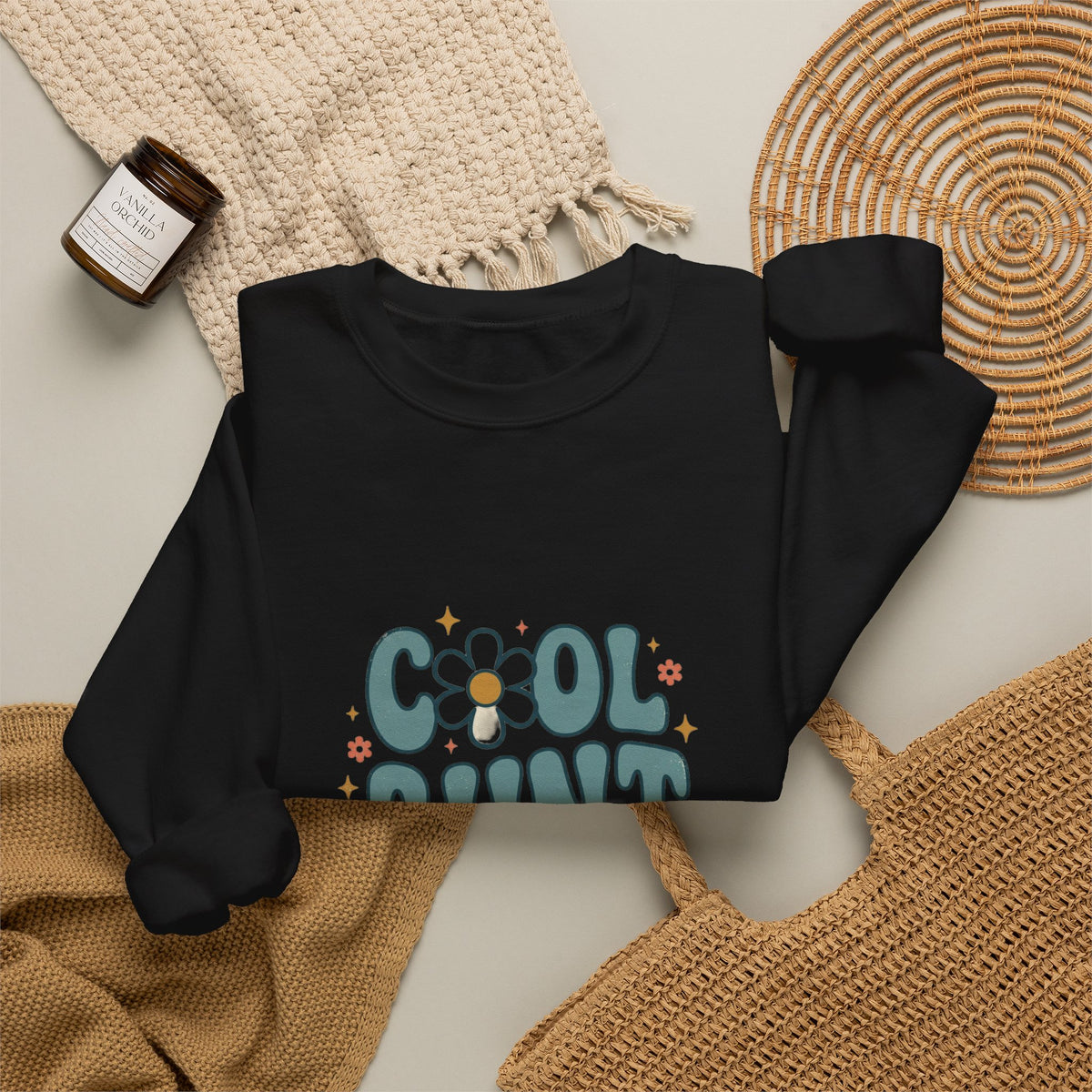 Cool Aunt Committee Sweatshirt | Auntie Apparel, Retro Daisy Graphic