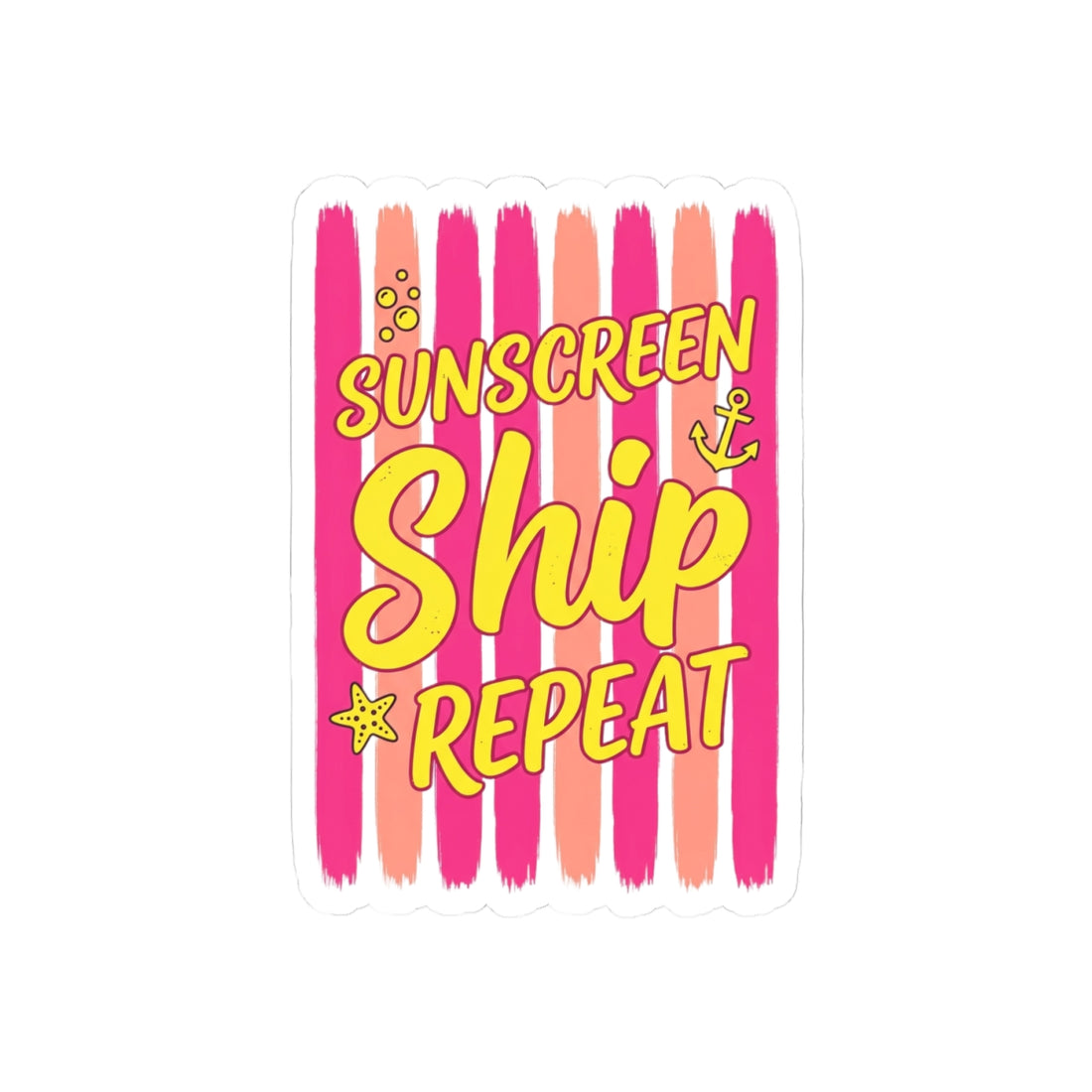 Sunscreen Ship Repeat Sticker | Cruise Vacation, Nautical Tropical Decal
