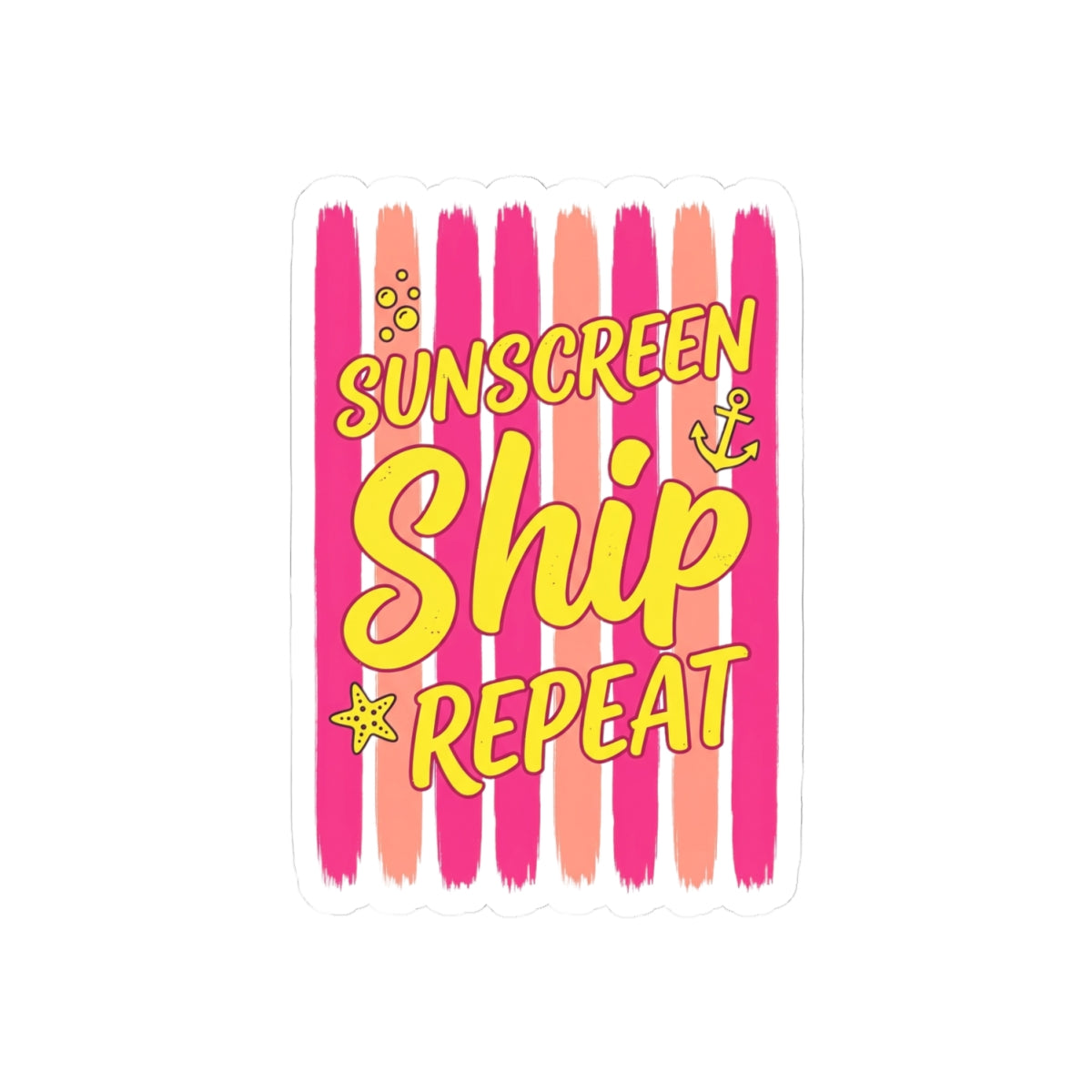 Sunscreen Ship Repeat Sticker | Cruise Vacation, Nautical Tropical Decal