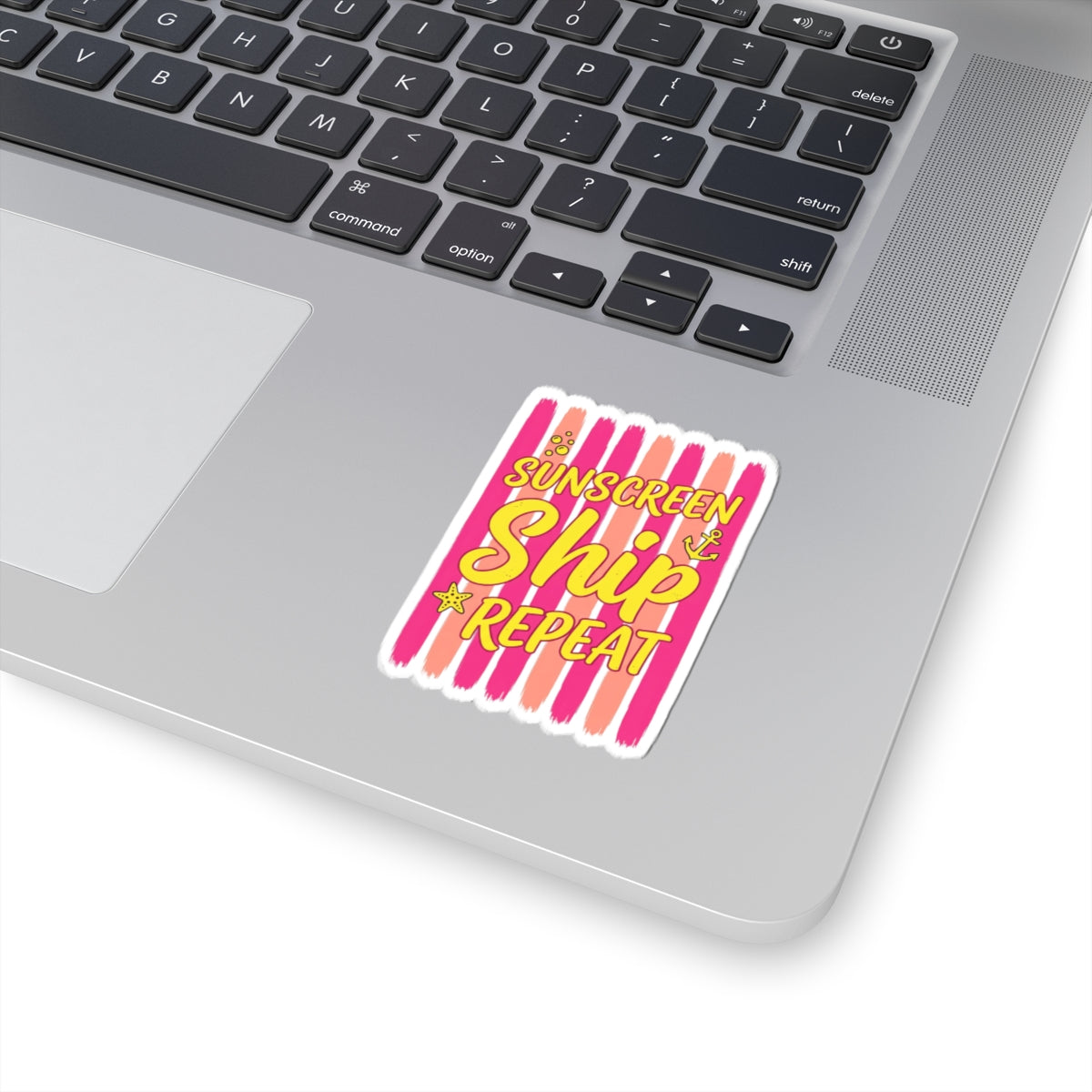 Sunscreen Ship Repeat Sticker | Cruise Vacation, Nautical Tropical Decal
