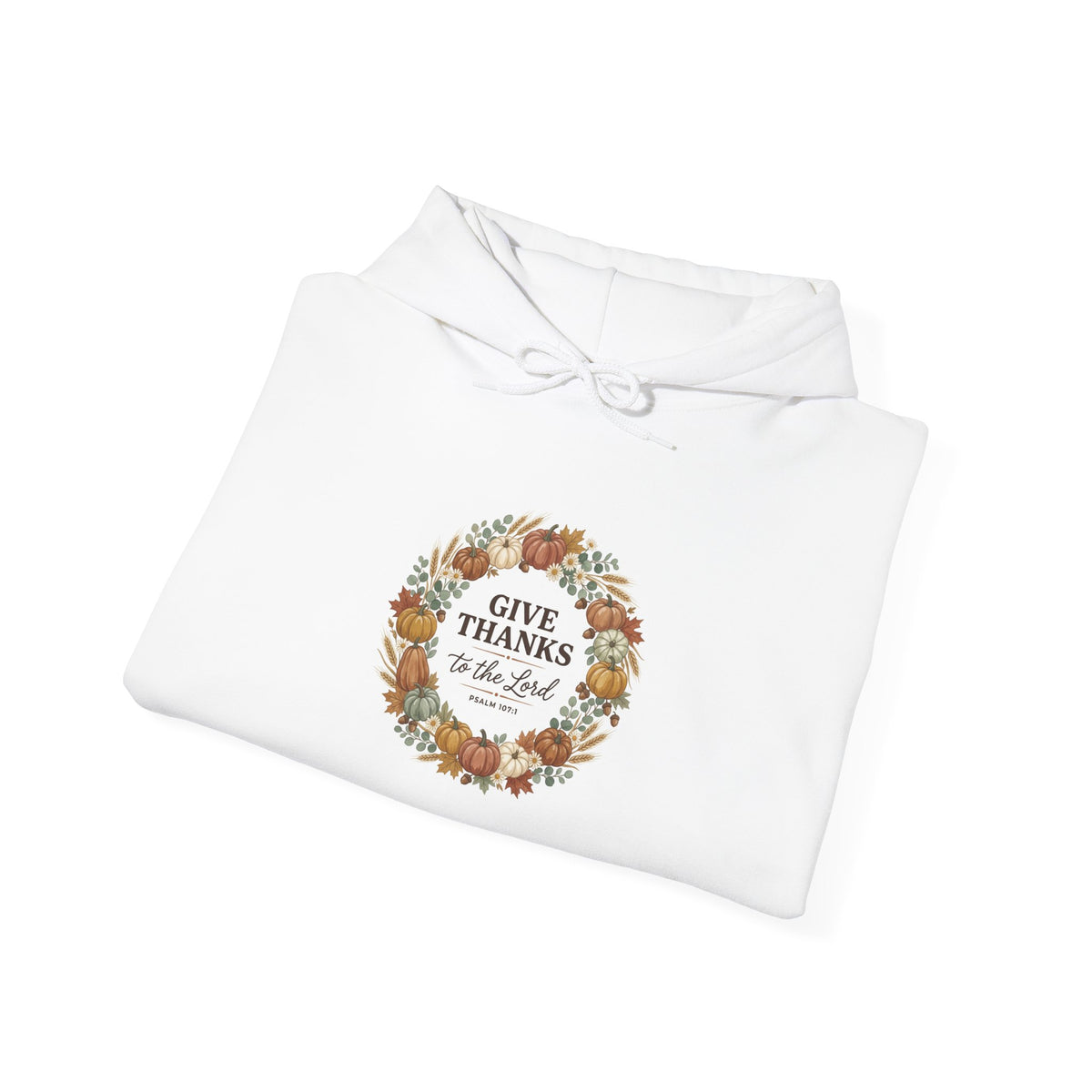 Give Thanks Wreath Hoodie | Christian Autumn, Fall Leaves Scripture