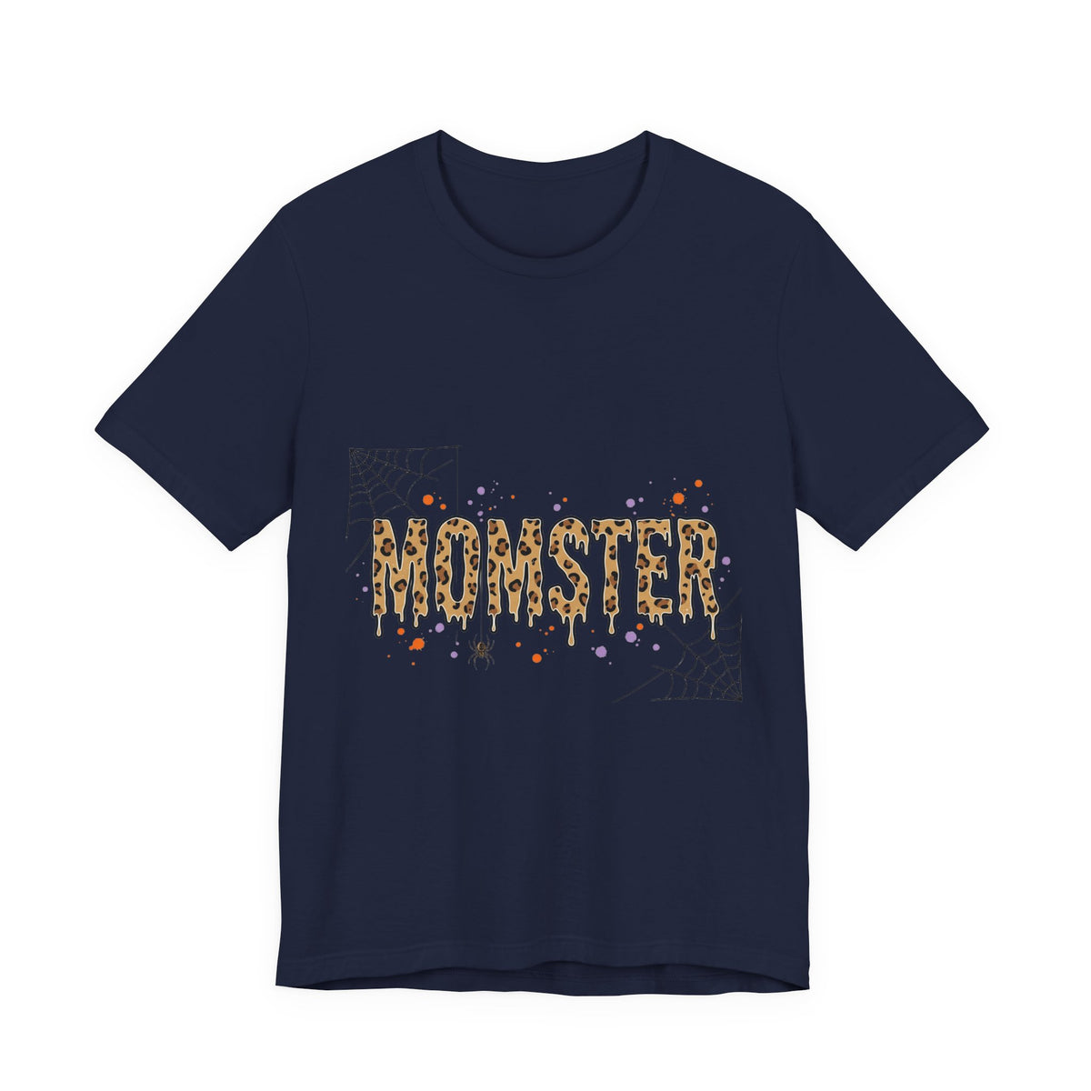 Momster Leopard Lettering T-Shirt | Halloween Mom tee, Spiderweb Bat Graphic