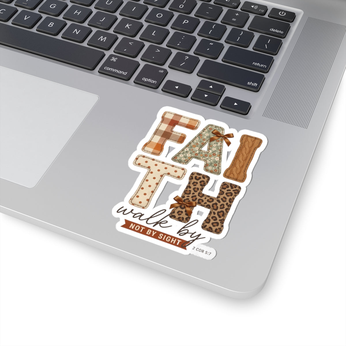 Faith Walk By Sticker | Christian Autumn fall leaves plaid pumpkin Scripture